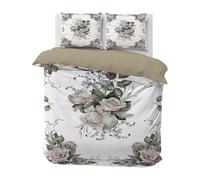 Qiwagu Housse de Couette 200x200 Blanc, Parure de Lit 2 Personnes pour Lit 140x190 160x200, Housse Couette Imprimée Fleurs Roses, Ensemble de Literie Ultra Doux avec 2 Taies d'oreiller 65x65 cm, C124
