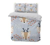 Qiwagu Housse de Couette 200x200 Bleu Clair, Parure de Lit 2 Personnes pour Lit 140x190 160x200, Housse Couette Imprimée Animaux, Ensemble de Literie Ultra Doux avec 2 Taies d'oreiller 65x65 cm, B220
