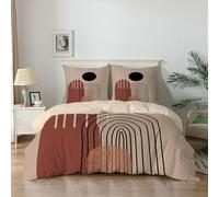Qiwagu Housse de Couette 200x200 Marron Rouge, Parure de Lit 2 Personnes pour Lit 140x190 160x200, Housse Couette Imprimée Bohême, Ensemble de Literie Ultra Doux avec 2 Taies d'oreiller 65x65 cm