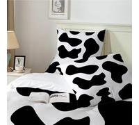Qiwagu Housse de Couette 200x200 Noir Blanc, Parure de Lit 2 Personnes pour Lit 140x190 160x200, Housse Couette Imprimée Vache, Ensemble de Literie Ultra Doux avec 2 Taies d'oreiller 65x65 cm, A525