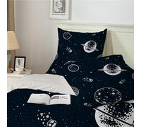Qiwagu Housse de Couette 200x200 Noir, Parure de Lit 2 Personnes pour Lit 140x190 160x200, Housse Couette Imprimée Étoile, Ensemble de Literie Ultra Doux avec 2 Taies d'oreiller 65x65 cm, A931