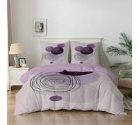Qiwagu Housse de Couette 200x200 Violet Gris Clair, Parure de Lit 2 Personnes pour Lit 140x190 160x200, Housse Couette Imprimée Bohême, Ensemble de Literie Ultra Doux avec 2 Taies d'oreiller 65x65 cm
