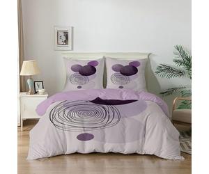 Qiwagu Housse de Couette 200x200 Violet Gris Clair, Parure de Lit 2 Personnes pour Lit 140x190 160x200, Housse Couette Imprimée Bohême, Ensemble de Literie Ultra Doux avec 2 Taies d'oreiller 65x65 cm