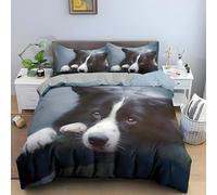 Qiwagu Housse de Couette 220x240 Animaux, Parure de Lit 2 Personnes Berger en Microfibre avec Fermeture Éclair, Set de Housse de Couette avec 2 Taies d'oreiller 65x65 cm, Z08