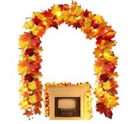 qixeuoa Guirlande d'automne - 175 cm - Décoration d'automne - Feuille d'érable - Pour Thanksgiving, récolte, Halloween, Noël - Décoration de ferme, fête, porte d'entrée, maison, cheminée, table