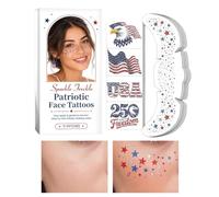 qixeuoa Lot de 11 autocollants de maquillage patriotiques - Drapeau américain scintillant - Rouge blanc bleu - Maquillage à paillettes - Pour hommes et femmes - Fêtes, événements sportifs, défilés