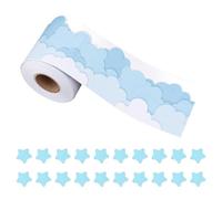 QIXNBL 1 Rouleau D'Autocollants Ciel Bleu Et Nuages Blancs, 20 Pièces De Carreaux Étoiles Bleus, Autocollants De Décoration De Bordure De Tableau D'Affichage, Fournitures De Décoration De Classe.