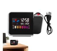 Qizeroty Reveil Projecteur Plafond, Radio Réveil Projecteur De Plafond avec 180°, Réveil Numérique, Digitale Reveil Matin Horloge Numérique avec Température/Humidité/Date/Heure, pour Chambre Bureau