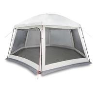QJBSAVVA Abri de Piscine Dôme de Jardin avec Parois en Maille et Toit Amovible, Tente de Piscine Ronde Hors Sol jusqu'à 400 cm, Tonnelle Spacieuse de Camping et Pique-Nique, Gris