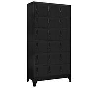 QJBSAVVA Armoire à Casiers en Acier Noir 90x40x180 cm Armoire de Rangement Bureau avec 18 Portes Verrouillables et Clés pour Ecole Stockage Sécurisé de Documents et Fournitures