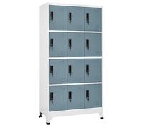 QJBSAVVA Armoire à Casiers en Acier Vestiaire Métallique 12 Portes Verrouillables avec Clés Meuble de Rangement pour Bureau École et Entreprise 90x45x180 cm Gris Clair et Foncé