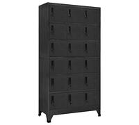 QJBSAVVA Armoire à Casiers en Acier Vestiaire Métallique de Bureau 18 Portes Verrouillables avec Clés et Porte-Étiquettes pour École et Entreprise Anthracite 90x40x180 cm