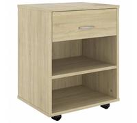 QJBSAVVA Armoire à roulettes Chêne Sonoma 46x36x59 cm, Caisson de Bureau en Bois d'Ingénierie, Desserte de Rangement Mobile et Support pour Imprimante sous Le Bureau