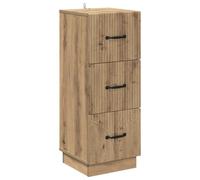 QJBSAVVA Armoire à Tiroirs Commode de Rangement en Bois d'Ingénierie, Meuble Colonne Vintage avec 3 Tiroirs pour Salon et Bureau, Coloris Chêne Artisanal, 33 x 34,5 x 87 cm