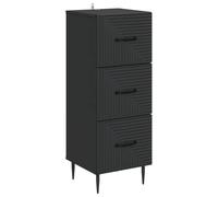 QJBSAVVA Armoire à Tiroirs Noir 33 x 34,5 x 89,5 cm, Chiffonnier en Bois d'Ingénierie avec 3 Tiroirs Spacieux, Meuble de Rangement Colonne Gain de Place pour Salon et Bureau