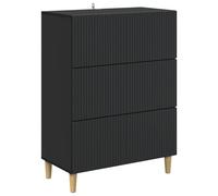 QJBSAVVA Armoire à Tiroirs Noir 66 x 34,5 x 90 cm, Commode de Salon en Bois d'Ingénierie avec 3 Tiroirs, Meuble de Rangement Rectangulaire Style Vintage pour Entrée et Bureau