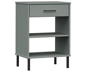 QJBSAVVA Armoire Console en Bois de Pin Massif avec Pieds en Métal, Meuble d'Entrée Gris à 1 Tiroir et 2 Compartiments, Buffet Bas Style Industriel pour Salon et Bureau, 50x35x70 cm, Oslo