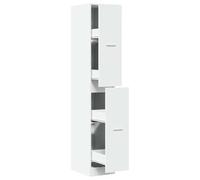 QJBSAVVA Armoire d'Apothicaire Blanche 30 x 41 x 174,5 cm, Meuble Colonne de Rangement en Bois d'Ingénierie avec 4 Tiroirs et Étagères pour Salon, Cuisine et Bureau