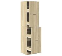 QJBSAVVA Armoire d'Apothicaire Chêne Sonoma en Bois d'Ingénierie, Colonne de Rangement Verticale avec 4 Tiroirs pour Salon, Cuisine et Bureau, 40 x 41 x 174,5 cm