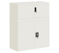 QJBSAVVA Armoire de Bureau Métallique, Classeur de Rangement en Acier Verrouillable avec Étagère Réglable, Meuble pour Dossiers et Fournitures, Blanc, 90 x 40 x 110 cm