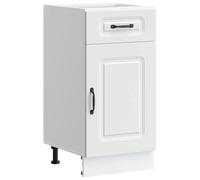 QJBSAVVA Armoire de Cuisine Kalmar, Meuble de Rangement Bas avec Tiroir et Porte, Cabinet de Stockage en Bois d'Ingénierie, Pieds Réglables, Blanc, 40 x 46 x 81,5 cm