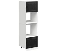 QJBSAVVA Armoire de Cuisine pour Four Encastrable, Meuble Colonne en Bois d'Ingénierie, Buffet Haut avec Étagères pour Vaisselle et Épicerie, Chêne Noir, 60 x 57 x 207 cm