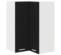 QJBSAVVA Armoire de Cuisine Suspendue d'angle, Placard Mural Moderne en Bois d'Ingénierie pour Rangement et Organisation, Meuble d'angle Chêne Noir et Blanc, 57 x 57 x 80 cm