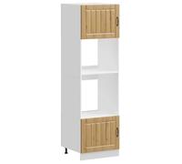 QJBSAVVA Armoire de Four 2 Pcs Lucca, Colonne de Cuisine pour Four et Micro-Ondes, Meuble de Rangement en Bois d'Ingénierie avec Pieds Réglables, Chêne Artisanal, 60x57x207 cm