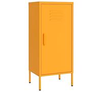 QJBSAVVA Armoire de Rangement en Acier Jaune Moutarde, Meuble Métallique avec 2 Étagères Réglables, Colonne de Rangement pour Salon, Bureau et Entrée, 42,5 x 35 x 101,5 cm