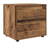 QJBSAVVA Armoire de Rangement en Bois d'Ingénierie, Meuble Bas Moderne avec 2 Tiroirs de Stockage pour Salon et Chambre, Hauteur Réglable, Coloris Bois Ancien, 60 x 48 x 57 cm