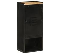 QJBSAVVA Armoire de Salle de Bain 40x27x90 cm, Meuble de Rangement sur Pied en Bois de Manguier Massif et Cadre en Fer, Colonne de Stockage Industrielle pour Maison