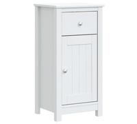 QJBSAVVA Armoire de Salle de Bain Berg Blanc 40x34x80 cm Meuble de Rangement en Bois de Pin Massif avec 1 Tiroir et 1 Porte Chiffonnier sur Pied Petit Commode Solide pour Toilette
