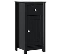 QJBSAVVA Armoire de Salle de Bain Berg en Bois de Pin Massif Noir 40x34x80 cm Meuble de Rangement Bas Colonne avec 1 Tiroir sur Glissières Métalliques et 1 Porte