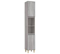QJBSAVVA Armoire de Salle de Bain Haute Colonne de Rangement en Bois d'Ingénierie avec 6 Compartiments et 2 Portes Meuble Colonne Gain de Place pour Toilette Gris Sonoma 30 x 30 x 190 cm