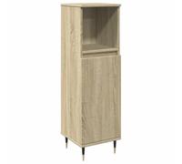 QJBSAVVA Armoire de Salle de Bain Meuble Colonne de Rangement en Bois d'Ingénierie Aspect Chêne Sonoma avec Porte Réversible et 3 Compartiments pour Toilette et Entrée 30x30x100 cm
