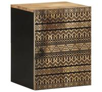 QJBSAVVA Armoire de Salle de Bain Suspendue, Meuble Mural en Bois de Manguier Massif, Petit Placard de Rangement avec 1 Porte pour Toilette et Entrée, Noir, 38 x 33,5 x 48 cm