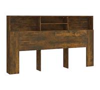 QJBSAVVA Armoire de Tête de Lit avec Rangement Chêne Fumé, Tête de Lit Bibliothèque en Bois d'Ingénierie, Meuble de Chambre à Coucher avec 4 Compartiments, 180 x 19 x 103,5 cm