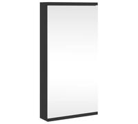 QJBSAVVA Armoire de Toilette d'angle avec Miroir Noir 30x24x60 cm, Meuble Mural de Salle de Bain en Bois d'Ingénierie, Petit Placard Suspendu avec Étagères Amovibles pour Rangement