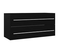 QJBSAVVA Armoire d'Évier Meuble sous Vasque de Salle de Bain avec 1 Tiroir et Barre Porte-Serviette Intégrée en Bois d'Ingénierie Meuble de Rangement Noir 100 x 38,5 x 48 cm