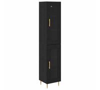 QJBSAVVA Armoire Haute 2 pcs Chêne Noir et Verre, Buffet de Rangement 2 Portes à Charnières, Colonne pour Salon et Salle à Manger en Bois d'Ingénierie, 34,5 x 34 x 180 cm