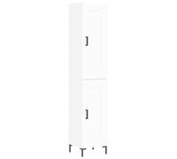 QJBSAVVA Armoire haute blanche de 180 cm de haut - Armoire étroite en bois avec pieds en métal - Armoire d'appoint et vitrine moderne pour salon, couloir et cuisine - 34,5 x 34 x 180 cm