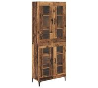 QJBSAVVA Armoire Haute de Rangement Buffet de Salon avec 2 Portes Meuble Colonne en Bois d'Ingénierie et Métal pour Salle à Manger Entrée Bois Ancien 69,5 x 34 x 180 cm