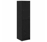 QJBSAVVA Armoire haute en bois noir aspect chêne avec 2 portes, armoire de cuisine et garde-manger moderne pour salle à manger et couloir, 35 x 37 x 142 cm