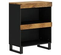 QJBSAVVA Armoire Latérale 60x33x75 cm en Bois de Manguier Massif, Buffet de Rangement Industriel avec Pieds en Fer et Finition Marron Miel, Petit Meuble d'Appoint pour Salon et Chambre