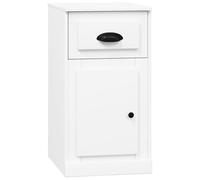 QJBSAVVA Armoire Latérale avec Tiroir et Porte Buffet Bas Meuble de Rangement en Bois d'Ingénierie Commode de Salon Bout de Canapé pour Bureau Entrée Couloir Blanc 40x50x75 cm