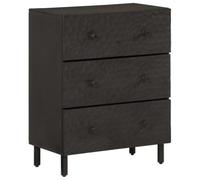 QJBSAVVA Armoire Latérale Meuble de Rangement en Bois de Manguier Massif, Buffet Bas avec Pieds en Fer, Commode Console pour Salon, Entrée et Bureau, Noir, 60x33x75 cm