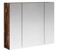QJBSAVVA Armoire Miroir de Salle de Bain 60x14,5x50 cm en Bois d'Ingénierie Coloris Bois Ancien, Meuble de Rangement Mural avec Étagères et Portes Battantes pour Toilette et Cabinet de Toilette