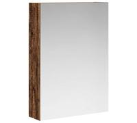QJBSAVVA Armoire Miroir de Salle de Bain Cabinet Mural en Bois d'Ingénierie Coloris Bois Ancien, Meuble de Toilette avec Miroir sans Tain et 2 Étagères, 50 x 14,5 x 70 cm