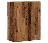 QJBSAVVA Armoire Murale 69,5x34x90 cm en Bois d'Ingénierie, Meuble de Rangement Suspendu avec 3 Compartiments et Portes, Buffet Haut Élégant pour Salon, Chambre et Bureau, Coloris Vieux Bois