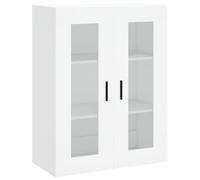 QJBSAVVA Armoire murale blanche 69,5 x 34 x 90 cm, armoire suspendue avec portes en verre en bois, vitrine pour salon et chambre à coucher, armoire flottante comme buffet pratique
